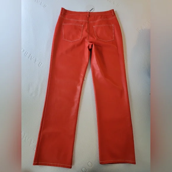 Staud Cherry Red size 10 faux leather pants - Picture 4 of 7